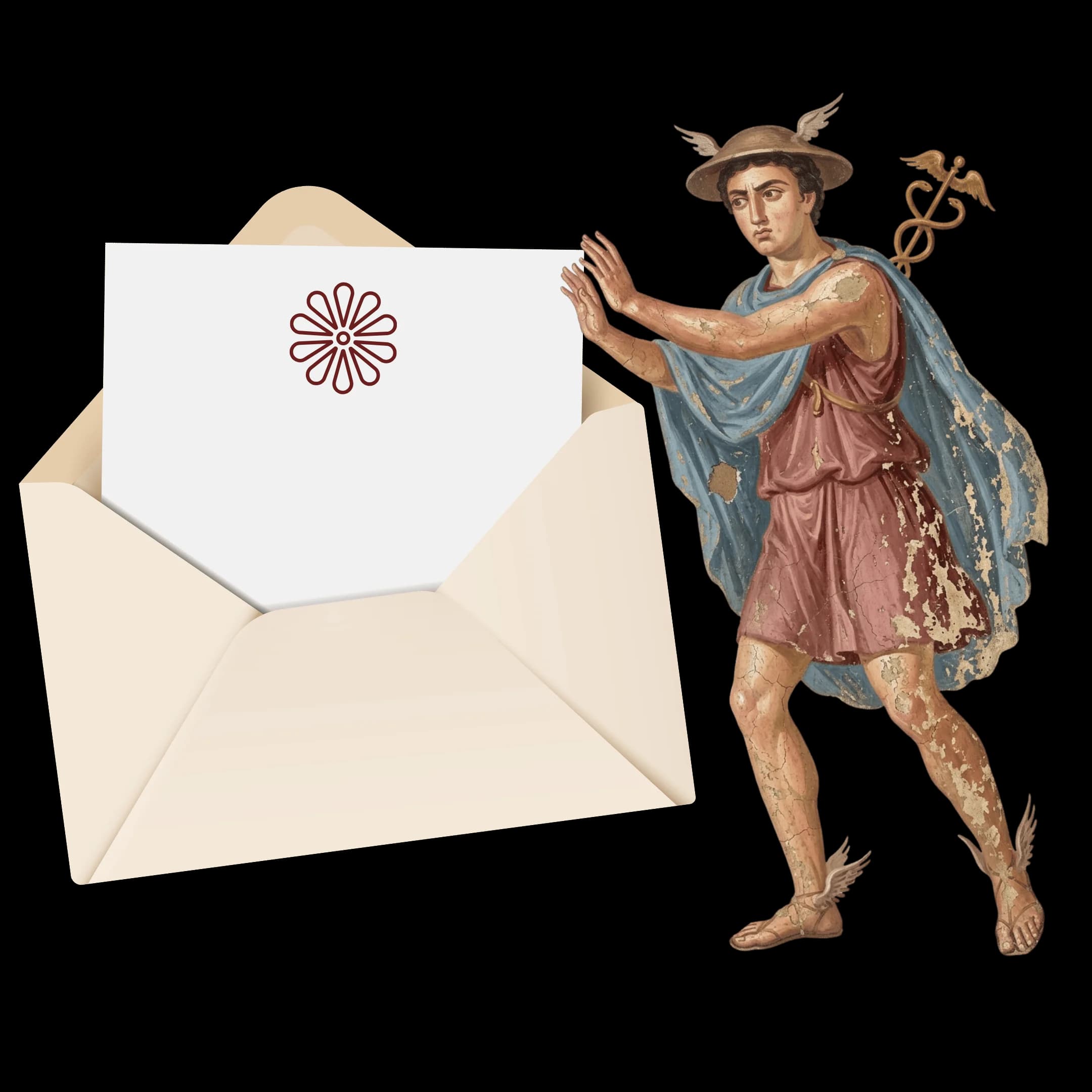 Hermes, messenger of the gods, classical fresco
